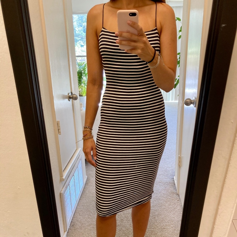 Olivaceous Striped Summer dress
